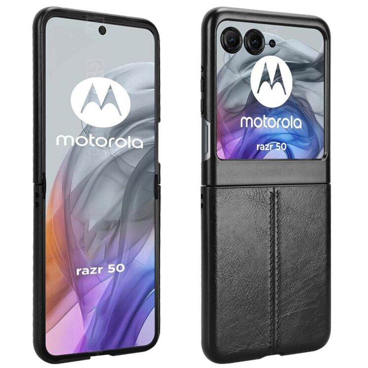 Защитный чехол UniCase Leather Series (FF) для Motorola Razr 50 / Razr 70 - Black: фото 3 из 7