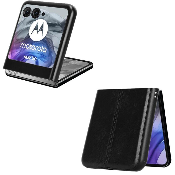 Защитный чехол UniCase Leather Series (FF) для Motorola Razr 50 / Razr 70 - Black: фото 4 из 7