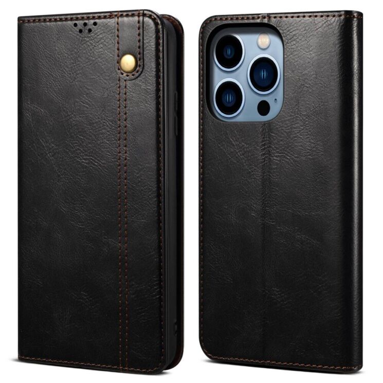Защитный чехол UniCase Leather Wallet для Apple iPhone 14 Pro - Black: фото 1 из 9
