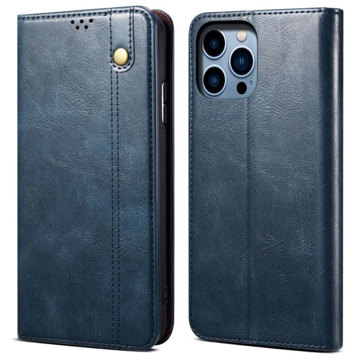 Защитный чехол UniCase Leather Wallet для Apple iPhone 14 Pro Max - Blue: фото 1 из 9