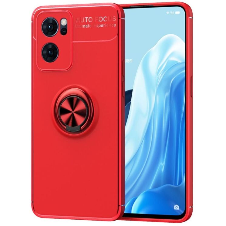 Чехол с магнитным кольцом UniCase Magnetic Ring для OPPO Reno 7 5G Chinese - Red: фото 1 из 13