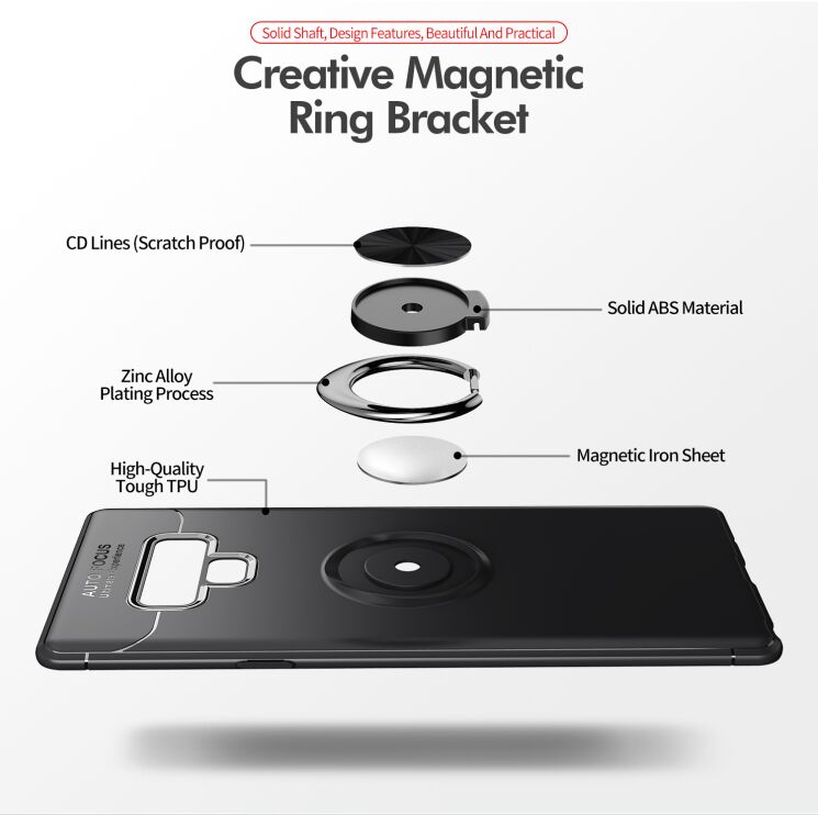 Защитный чехол UniCase Magnetic Ring для Samsung Galaxy Note 9 (N960) - Black / Rose Gold: фото 10 из 11