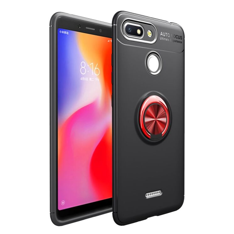 Защитный чехол UniCase Magnetic Ring для Xiaomi Redmi 6 - Black / Red: фото 1 из 11