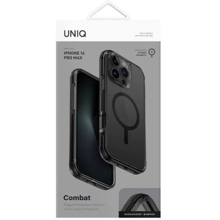 Защитный чехол UNIQ Combat для Apple iPhone 16 Pro Max - Carbon Black: фото 4 из 7