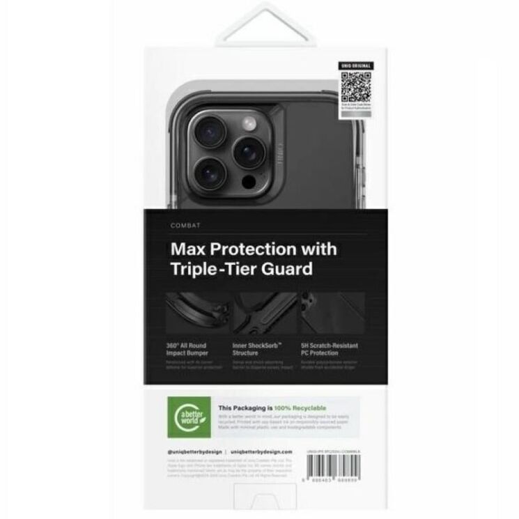 Защитный чехол UNIQ Combat для Apple iPhone 16 Pro Max - Carbon Black: фото 5 из 7