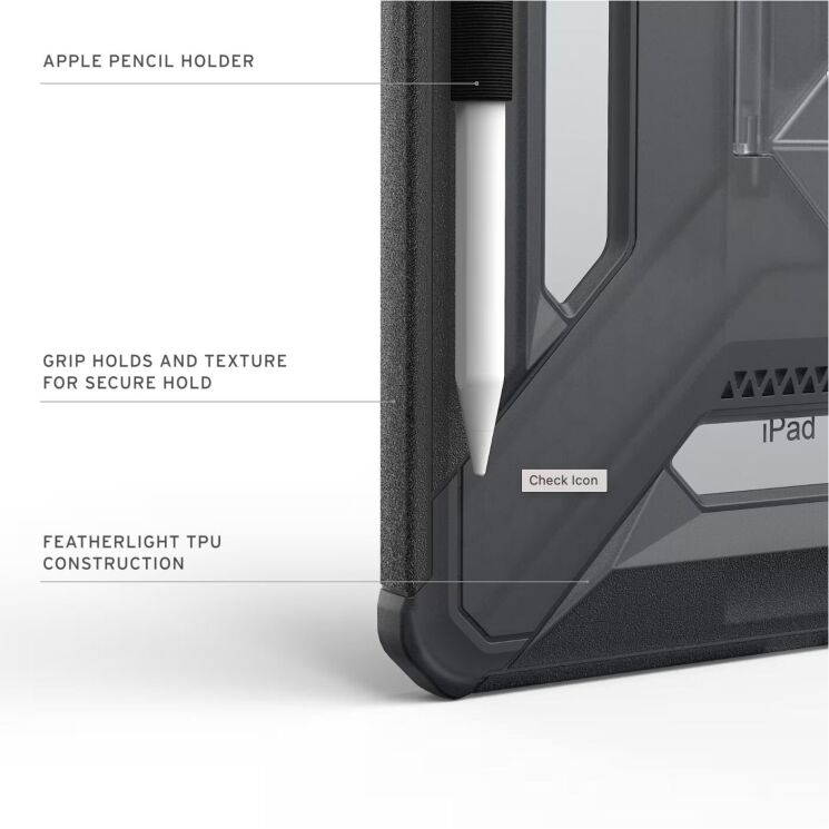Захисний чохол URBAN ARMOR GEAR Scout Plus для iPad 10.9 (2022) / iPad 11 (2025) - Ash: фото 5 з 7