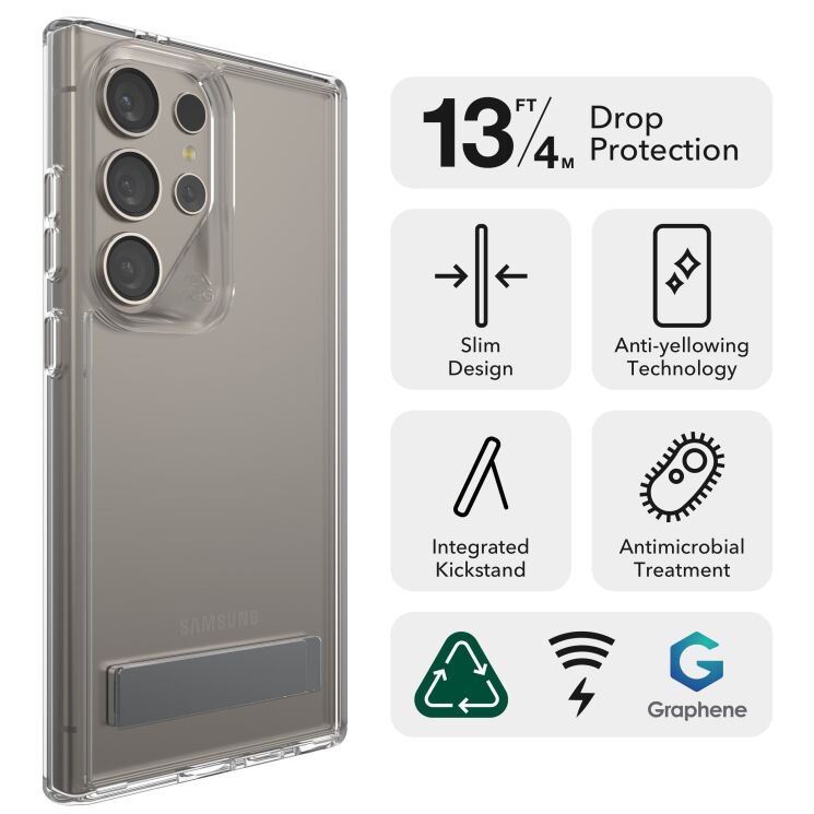 Захисний чохол Zagg Gear4 Crystal Palace with Kickstand для Samsung Galaxy S24 Ultra (S928) 702314092 - Clear: фото 6 з 8