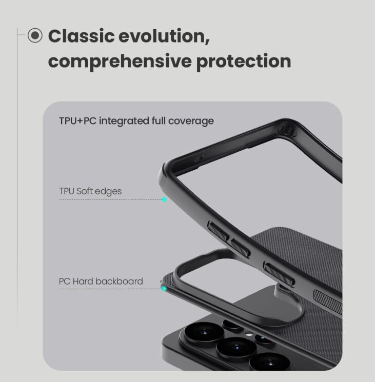 Защитный (PC+TPU) чехол NILLKIN Frosted Shield Pro для Samsung Galaxy S26 Ultra - Black: фото 10 из 19