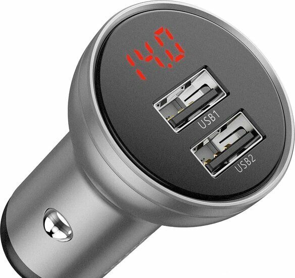 Автомобильное зарядное устройство BASEUS Digital Display (2xUSB,4.8A) CCBX-0S - Silver: фото 1 из 16