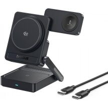 Беспроводное зарядное устройство Baseus PicoGo AF21 3 in 1 Qi2 35W + кабель Type-C to Type-C (1m) E0205402 - Black: фото 1 из 21