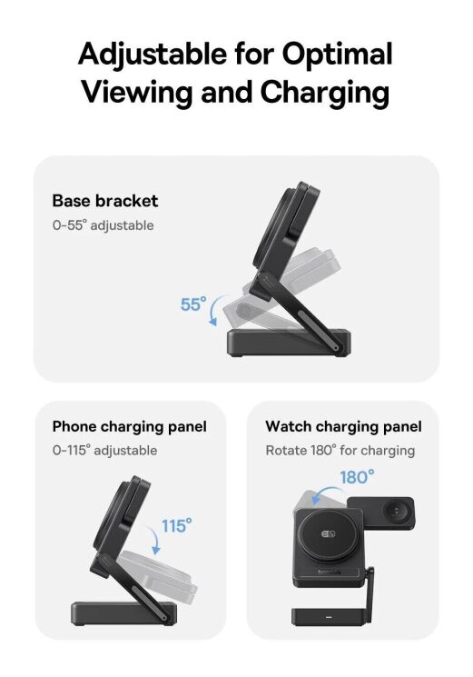 Беспроводное зарядное устройство Baseus PicoGo AF21 3 in 1 Qi2 35W + кабель Type-C to Type-C (1m) E0205402 - Black (958324B) Беспроводное зарядное устройство Baseus PicoGo AF21 3 in 1 Qi2 35W + кабель Type-C to Type-C (1m) E0205402 - Black: фото 12 из 21
