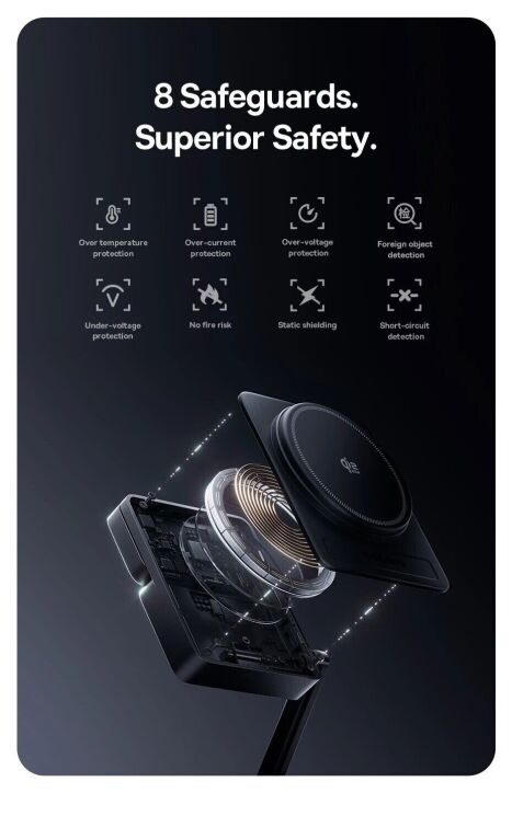 Беспроводное зарядное устройство Baseus PicoGo AF21 3 in 1 Qi2 35W + кабель Type-C to Type-C (1m) E0205402 - Black (958324B) Беспроводное зарядное устройство Baseus PicoGo AF21 3 in 1 Qi2 35W + кабель Type-C to Type-C (1m) E0205402 - Black: фото 18 из 21