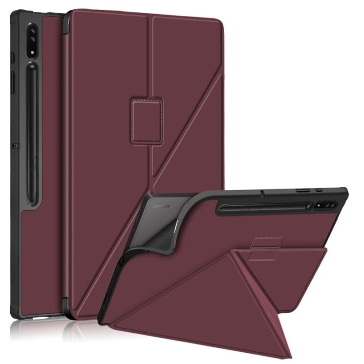 Чохол Deexe Origami Case для Samsung Galaxy Tab S8 Ultra (T900/T906) - Wine Red: фото 1 з 9