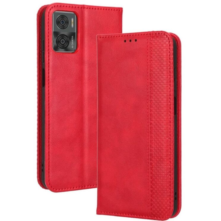 Чехол-книжка Deexe Retro Style для Motorola Moto E22 - Red: фото 1 из 7