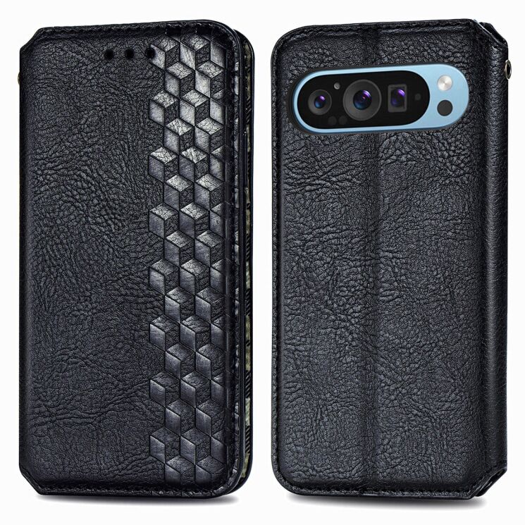 Чехол Deexe Rhombus Wallet для Google Pixel 11 / 11 Pro - Black: фото 1 из 9