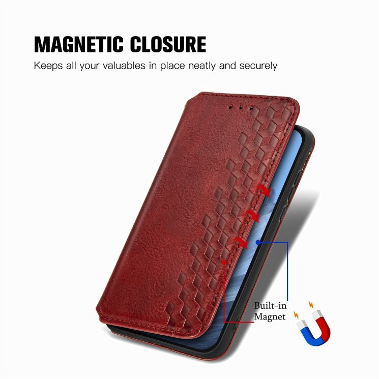 Чохол Deexe Rhombus Wallet для Google Pixel 11 / 11 Pro - Red: фото 10 з 10