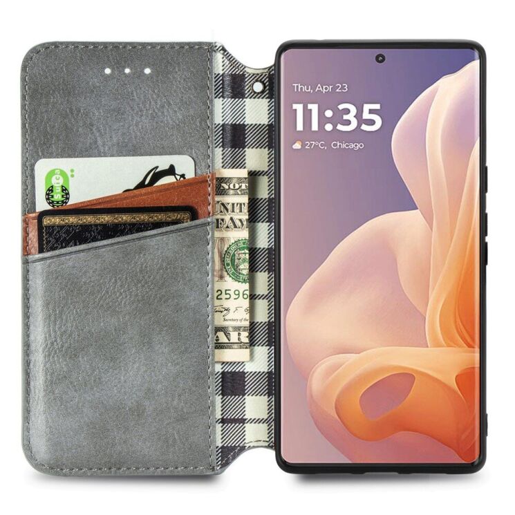 Чехол Deexe Rhombus Wallet для Motorola Moto G85 - Grey: фото 2 из 10
