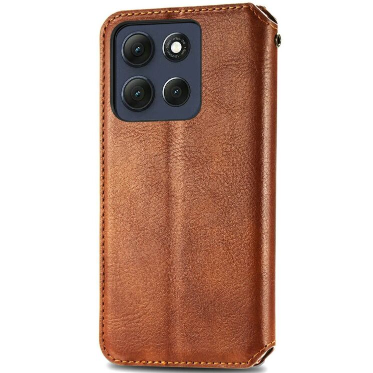 Чехол Deexe Rhombus Wallet для Motorola Moto G86 Power - Brown: фото 5 из 6