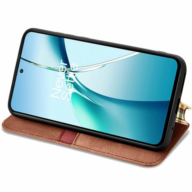 Чехол Deexe Rhombus Wallet для Motorola Moto G86 Power - Brown: фото 3 из 6