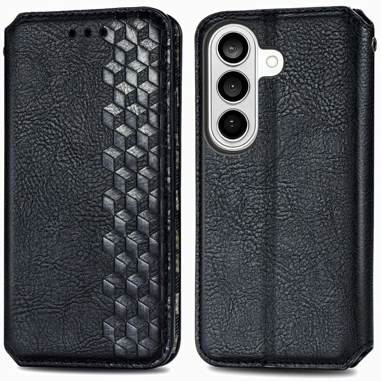 Чехол Deexe Rhombus Wallet для Samsung Galaxy S26 - Black: фото 1 из 6