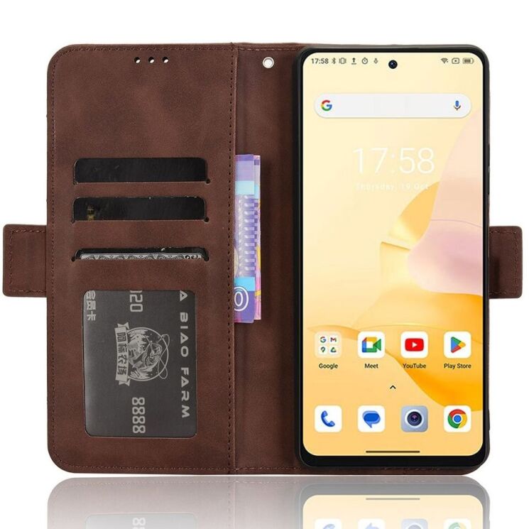 Чохол Deexe Wallet Stand для Blackview Shark 8 / Oscal Tiger 12 - Brown: фото 3 з 7