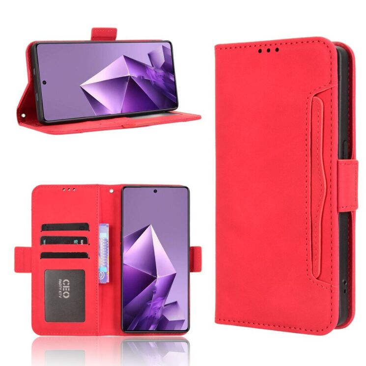 Чехол Deexe Wallet Stand для Infinix Note 50 Pro Plus - Red: фото 2 из 15