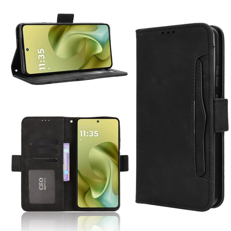 Чохол Deexe Wallet Stand для Motorola Moto G86 Power - Black: фото 9 з 14