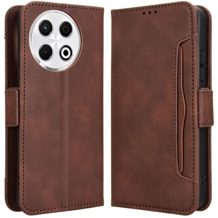 Чехол Deexe Wallet Stand для TECNO Spark 30 Pro - Brown: фото 1 из 8