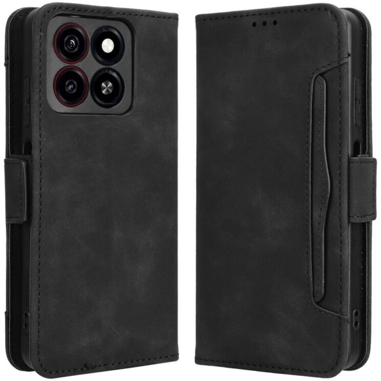 Чехол Deexe Wallet Stand для ZTE Blade A35 / Blade A55 - Black: фото 1 из 7