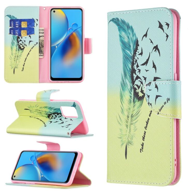 Чехол-книжка Deexe Color Wallet для OPPO A74 - Feather/Bird Pattern: фото 1 из 8