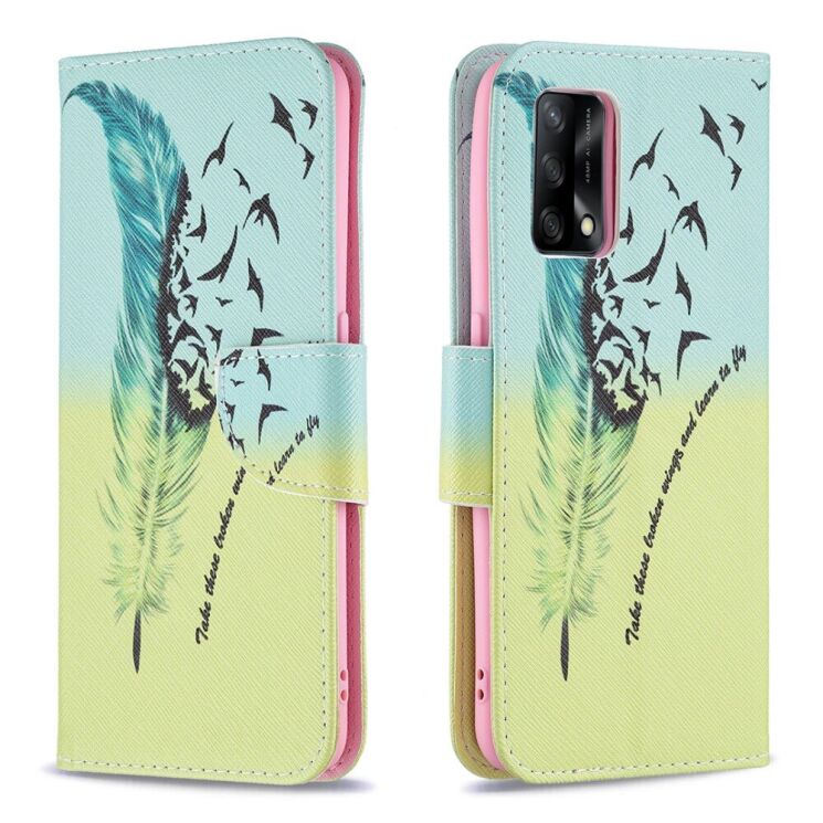 Чехол-книжка Deexe Color Wallet для OPPO A74 - Feather/Bird Pattern: фото 2 из 8