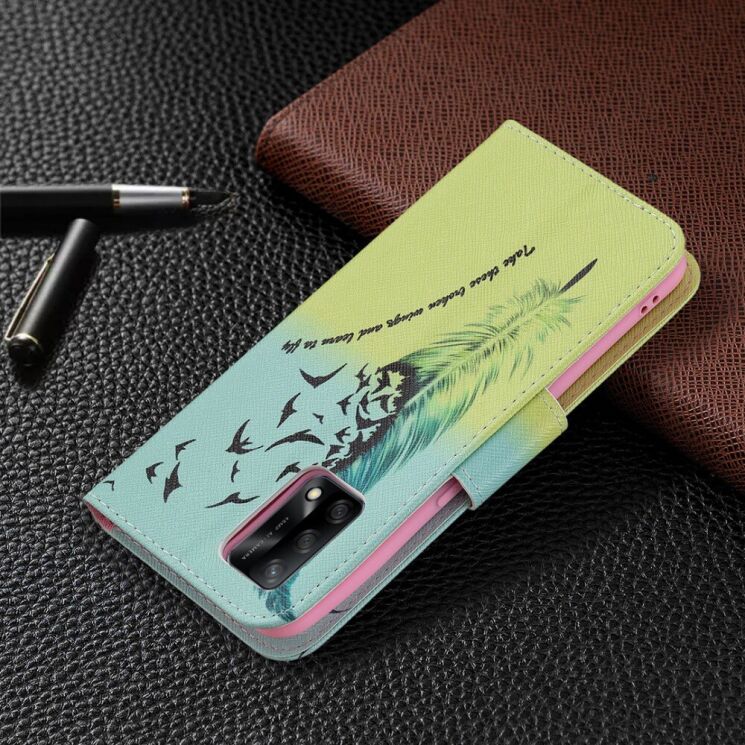 Чехол-книжка Deexe Color Wallet для OPPO A74 - Feather/Bird Pattern: фото 6 из 8