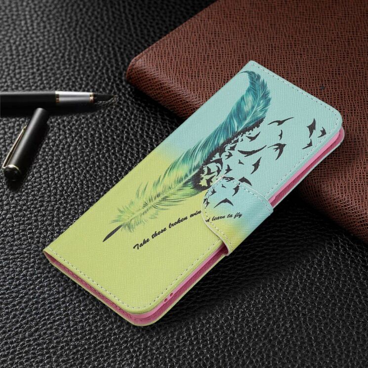 Чехол-книжка Deexe Color Wallet для OPPO A74 - Feather/Bird Pattern: фото 5 из 8
