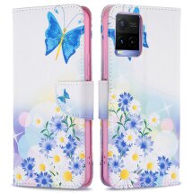 Чехол-книжка Deexe Color Wallet для VIVO Y33s / Y21 / Y21s - Butterfly and Flowers: фото 1 из 7