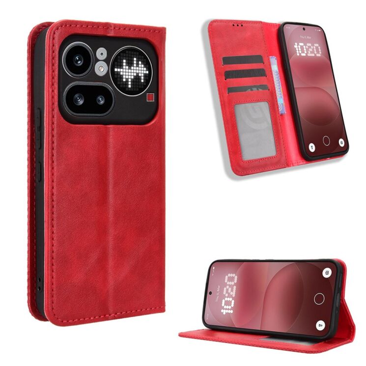 Чехол-книжка Deexe Retro Style для Nothing Phone (4a) Pro - Red (411405R) Чехол-книжка Deexe Retro Style для Nothing Phone (4a) Pro - Red: фото 2 из 19