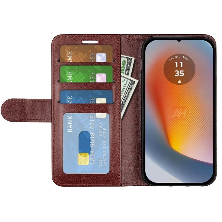 Чехол-книжка Deexe Wallet Style для Motorola Edge 50 Fusion - Brown: фото 2 из 7