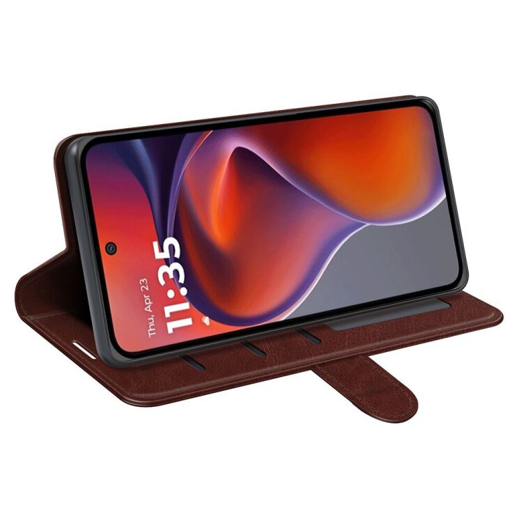 Чехол-книжка Deexe Wallet Style для Motorola Moto G15 - Brown: фото 3 из 6