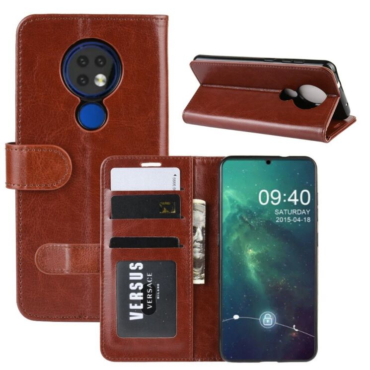 Класичний чохол-книжка Deexe Wallet Style для Nokia 6.2 - Brown: фото 2 з 8