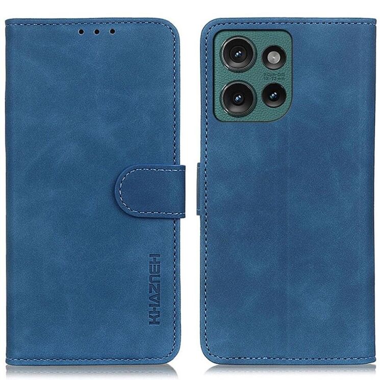 Чехол-книжка KHAZNEH Retro Wallet для Motorola Edge 50 - Blue: фото 1 из 8