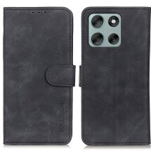 Чехол-книжка KHAZNEH Retro Wallet для Motorola Moto G86 - Black: фото 1 из 7