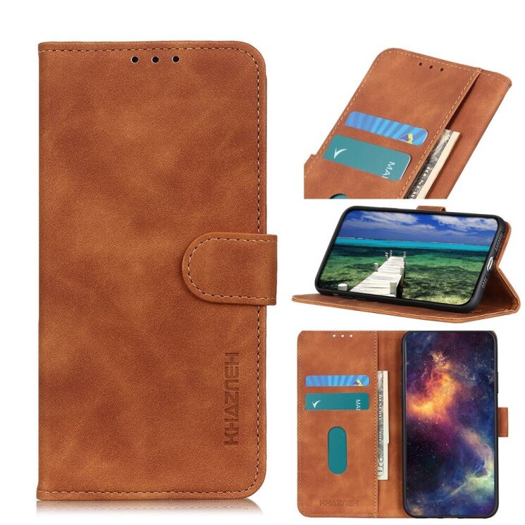 Чехол-книжка KHAZNEH Retro Wallet для Samsung Galaxy S22 Ultra - Brown: фото 1 из 10