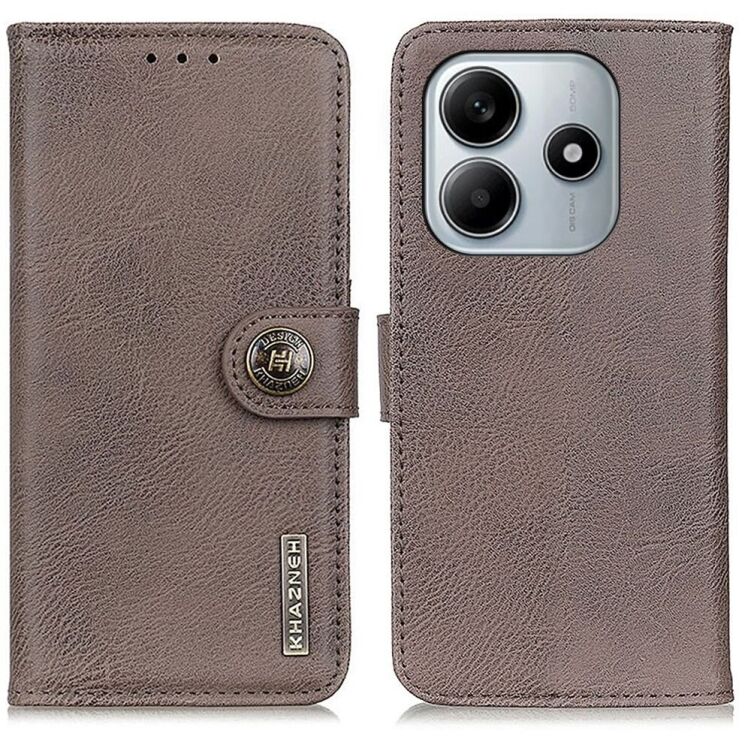 Чехол-книжка KHAZNEH Wallet Cover для Xiaomi Redmi Note 14 4G - Khaki: фото 1 из 7