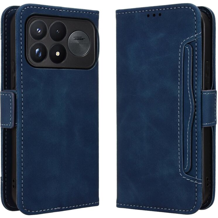 Чохол-книжка з кишеньками Deexe Wallet Stand для Xiaomi Poco F9 Ultra - Blue: фото 1 з 17
