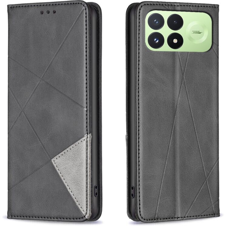 Чехол-книжка с карманами UniCase Geometric Pattern для Xiaomi Poco F8 Pro - Black: фото 1 из 9
