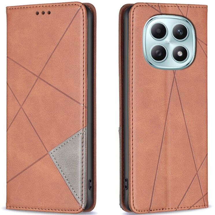 Чехол-книжка с карманами UniCase Geometric Pattern для Xiaomi Redmi Note 15 Pro - Brown: фото 1 из 10