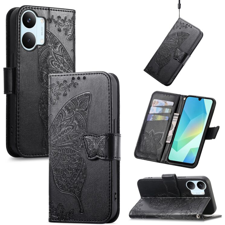 Чехол-книжка с рисунком UniCase Butterfly Pattern для Xiaomi Poco X8 Pro Max - Black: фото 4 из 10