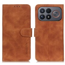 Чехол-книжка с застежкой KHAZNEH Retro Wallet для Xiaomi Poco F9 Ultra - Brown: фото 1 из 9