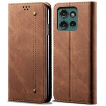 Чехол-книжка UniCase Jeans Wallet для Motorola Moto G75 - Coffee: фото 1 из 6
