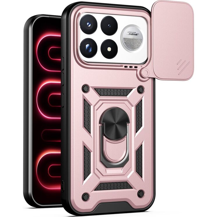Чехол с защитой камеры Deexe Armor Shield для Xiaomi Poco F9 Ultra - Rose Gold: фото 1 из 9