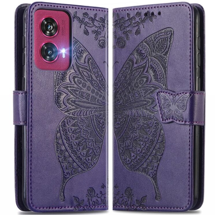 Чехол UniCase Butterfly Pattern для Motorola Edge 50 Fusion - Dark Purple: фото 1 из 8